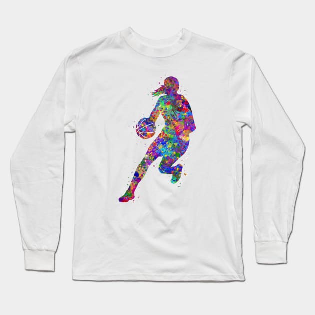 Basketball girl Long Sleeve T-Shirt by Yahya Art